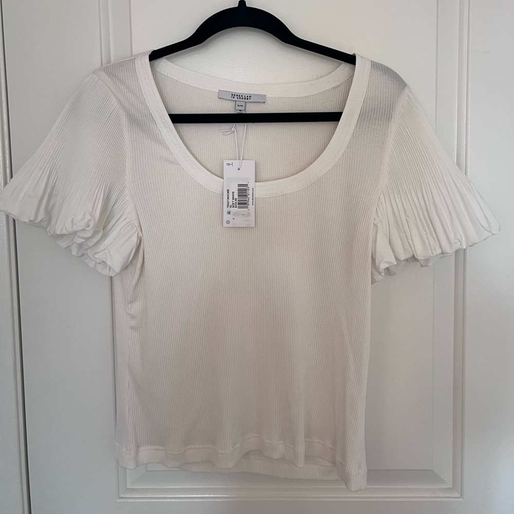 Derek Lam Cream Pleated Sleeve Blouse
